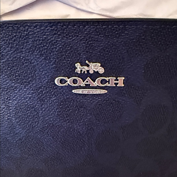 💙 Coach NWT Metallic Blue Gia Crossbody Bag ISignature Canvas / Silver Hardware - Picture 6 of 7